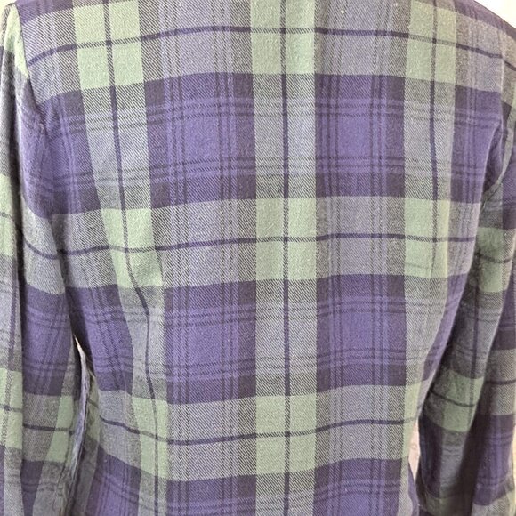 Derek Heart Size Medium Blue/Green Plaid Flannel Shirt 3/4 sleeves Button Up EUC - Picture 6 of 10